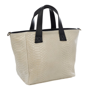 Cassandra Bolso tote Mujer. Piel auténtica Gamuza Grabado Serpiente