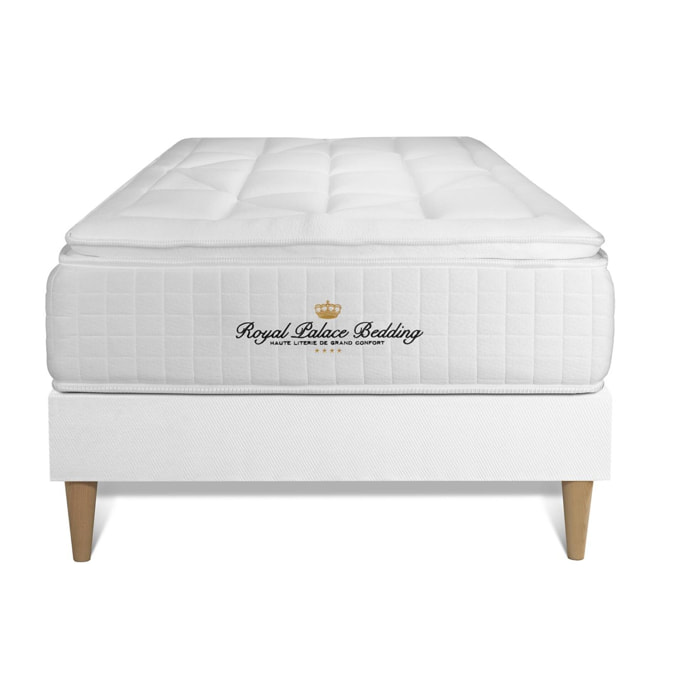 Ensemble George V + Sommier Tapissier multi-lattes cm d'épaisseur - Matelas à Ressorts ensachés et mémoire de forme de 28cm d'épaisseur