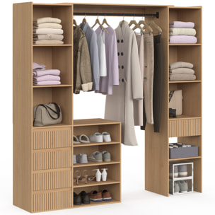 Dressing Faustine extensible 120-180cm 5 tiroirs effet lattes