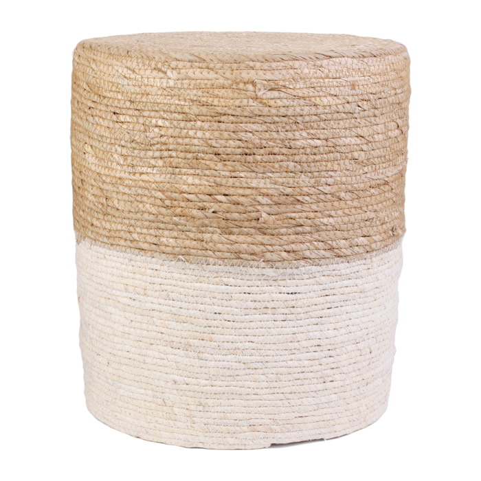 Pouf Tresse Beige - Lot De 2