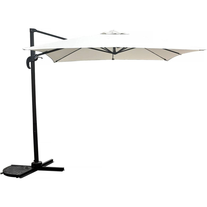 Parasol jardin déporté "Soleil" - Carré - 2.5 x 2.5 m - Ecru