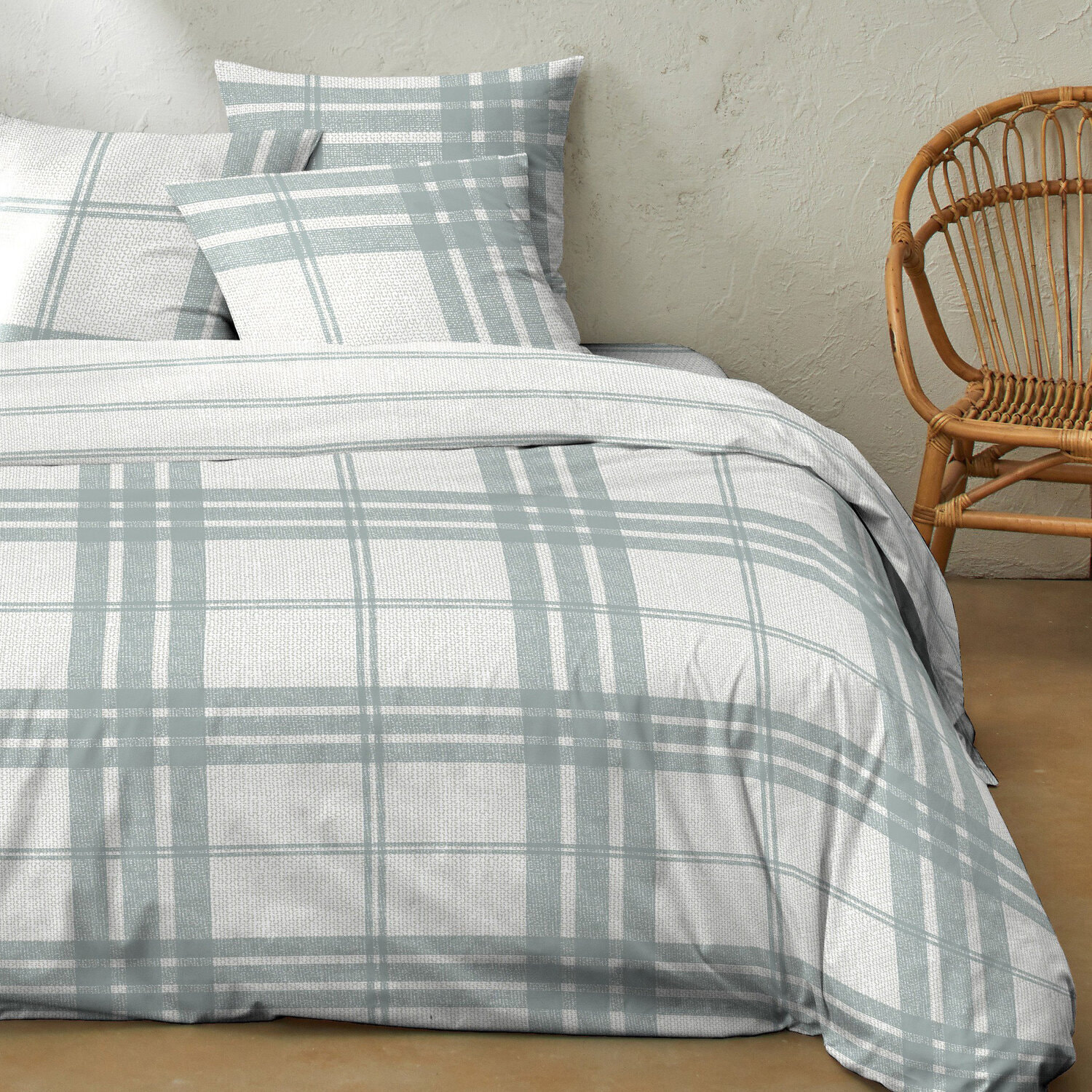 Parure housse de couette 3pcs coton 51 fils sobrut gray