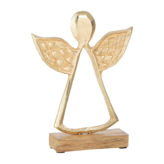 J-Line figurine Ange Avec Courbe Sur Base - bois/aluminium - or - medium