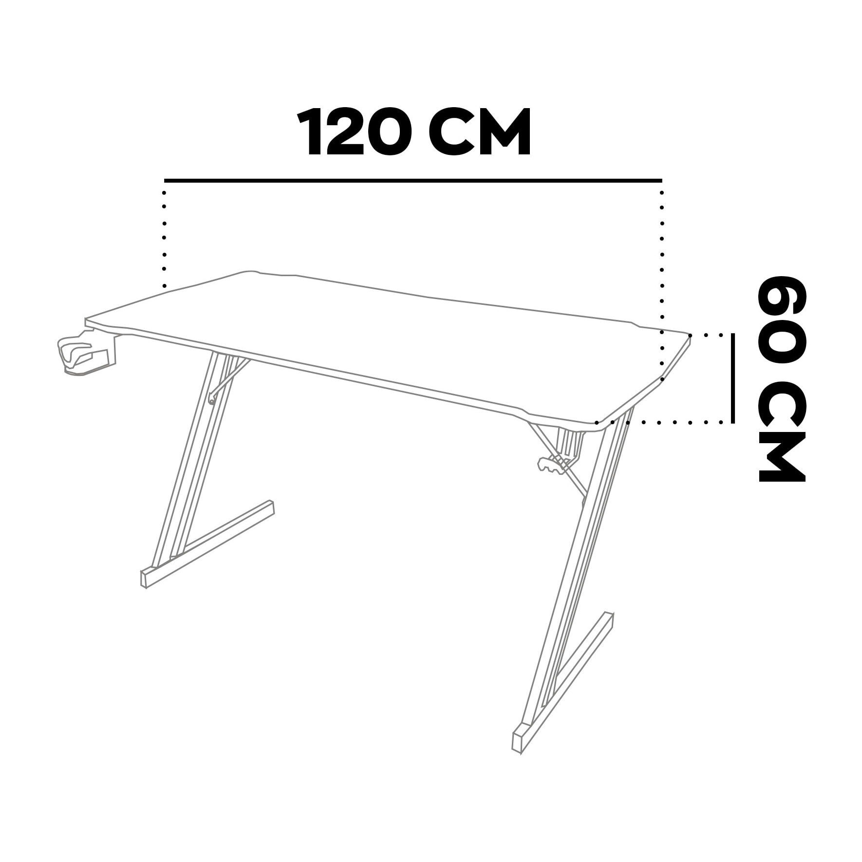 Spector - Scrivania da Gaming 120x60x76 cm in MDF e Metallo Nero