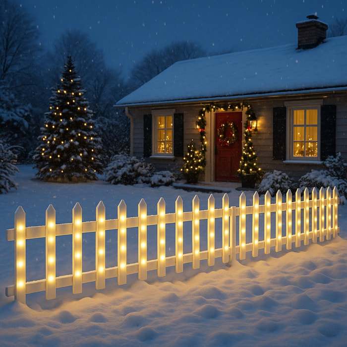 juego de 8 piezas de luces para valla led color blanco cálido con controlador y temporizador