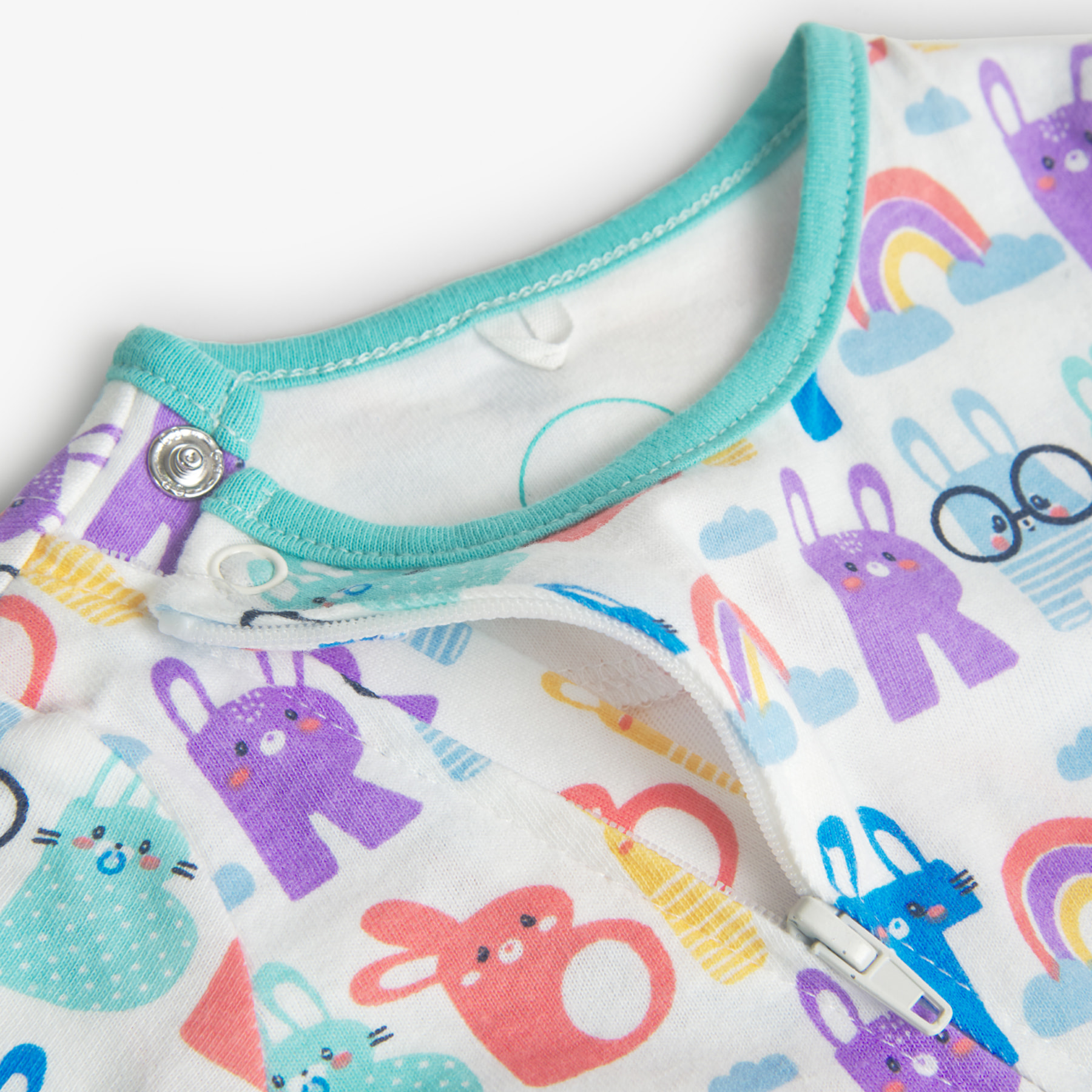 Pijama recién nacido estampado, crudo, mangas largas