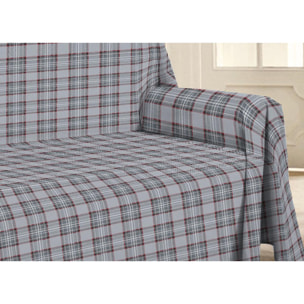 Telo Arredo Multiuso Copritutto 100% Cotone Tartan Grigio