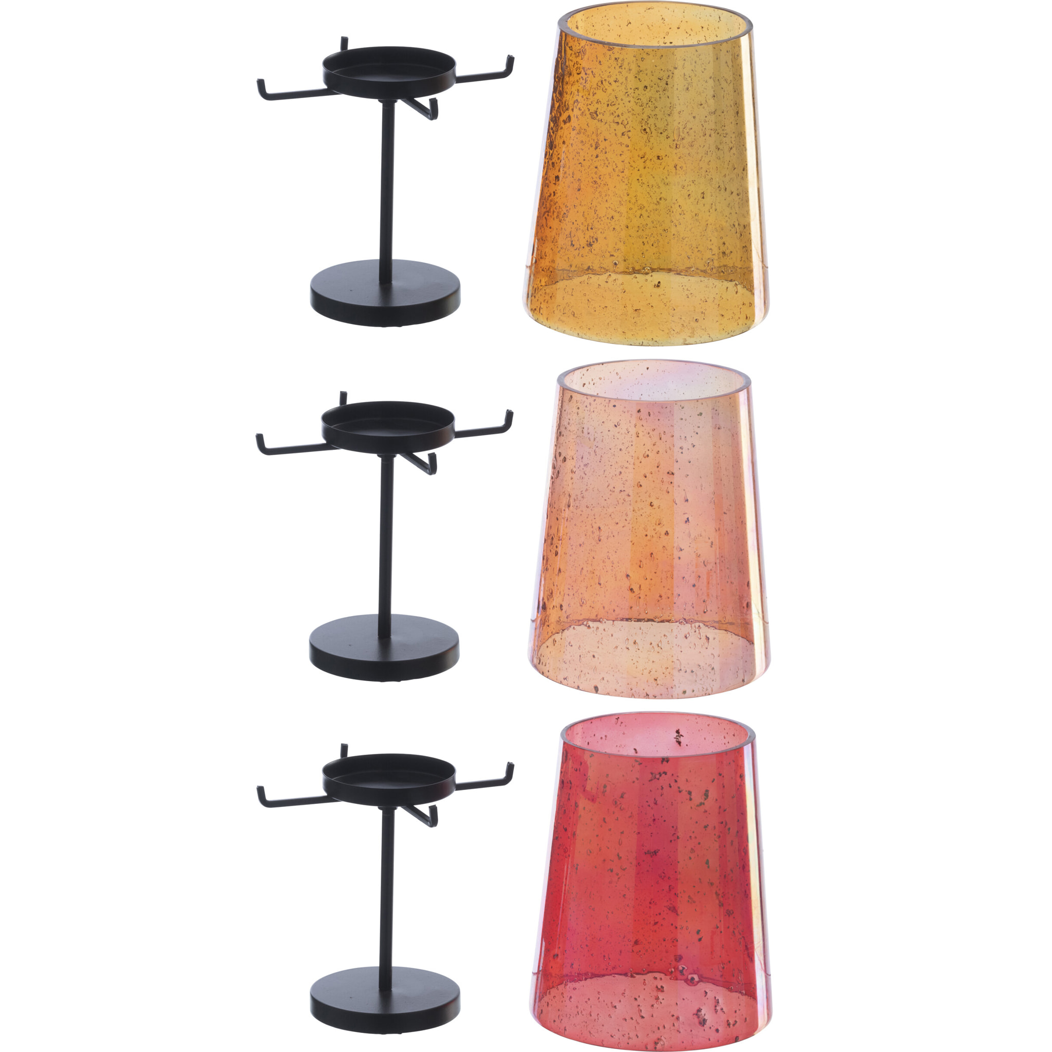 J-Line Photophore - verre - orange/rouge - 3 pièces