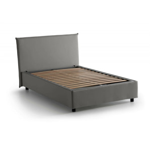 Letto piazza e mezza Ashasa, Letto contenitore con rivestimento in tessuto, 100% Made in Italy, Apertura frontale, adatto per materasso Cm 120x190, Grigio