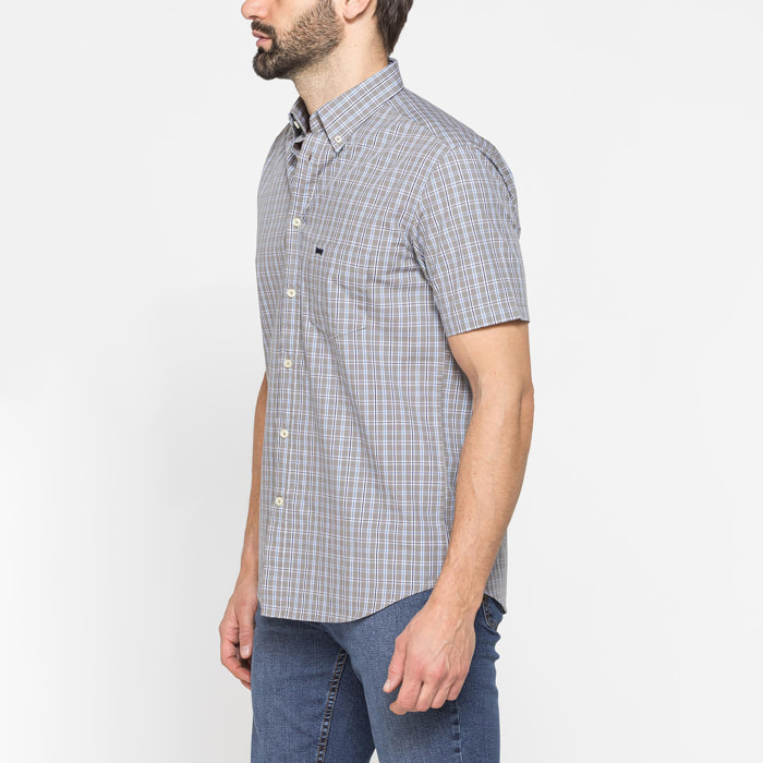 CAMICIA A MANICA CORTA IN COTONE CON FANTASIA