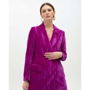Blazer in velluto con fiore sul risvolto