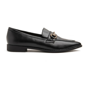 Mocassino a punta con morsetto squadrato - NERO