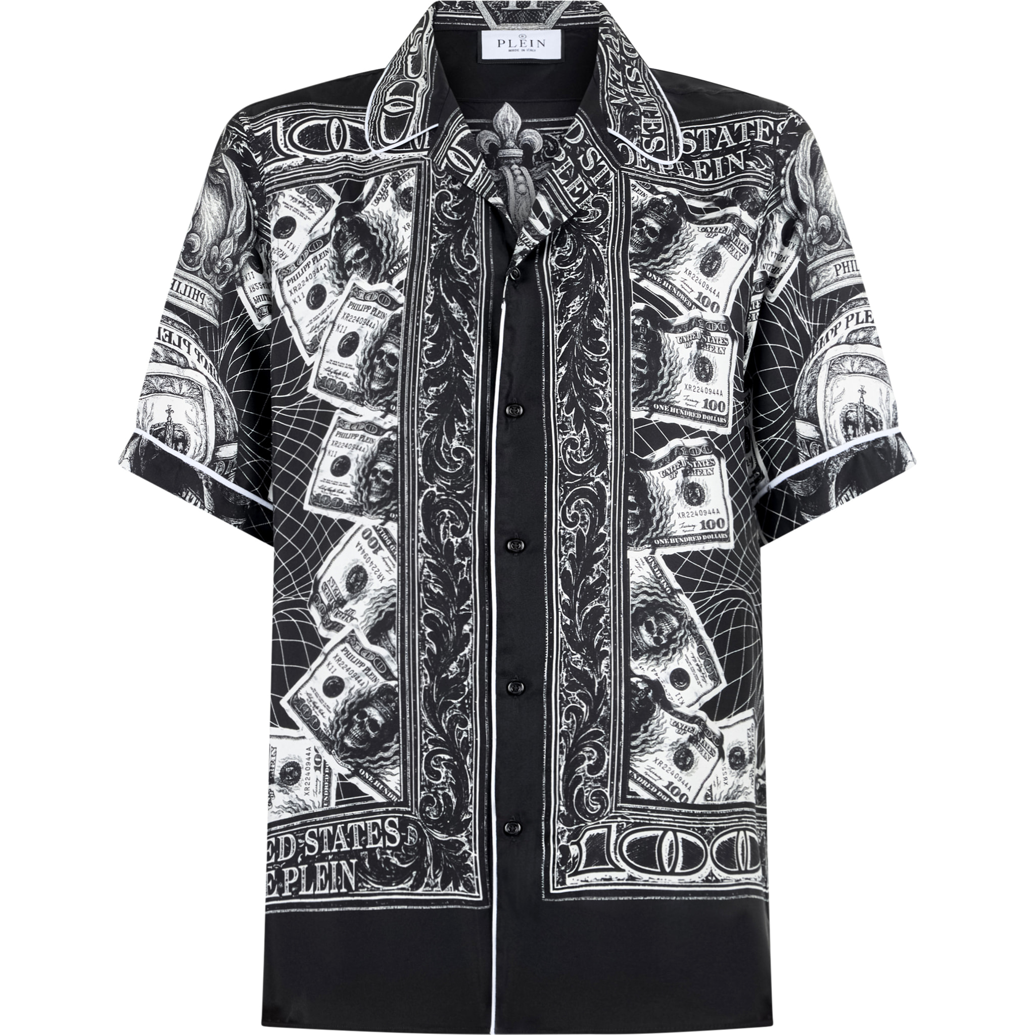 PHILIPP PLEIN Bowling Shirt Skull Dollar
