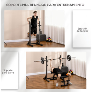 Soporte para Barras de Pesas Multifuncional con Ancho y Altura Ajustable Rack Musculación con Marco de Acero Carga 150 kg para Entrenamiento en Gimnasio Casa Negro