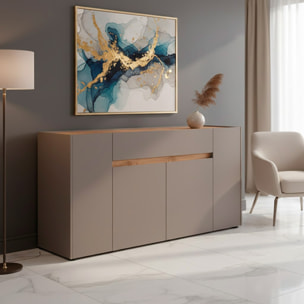 Credenza Moderna Madia Con 4 Ante E 1 Cassetto Mobile Contenitore Sala da Pranzo Soggiorno Design Senza Maniglie 170 x 85 x 40 Cm Congo E Rovere