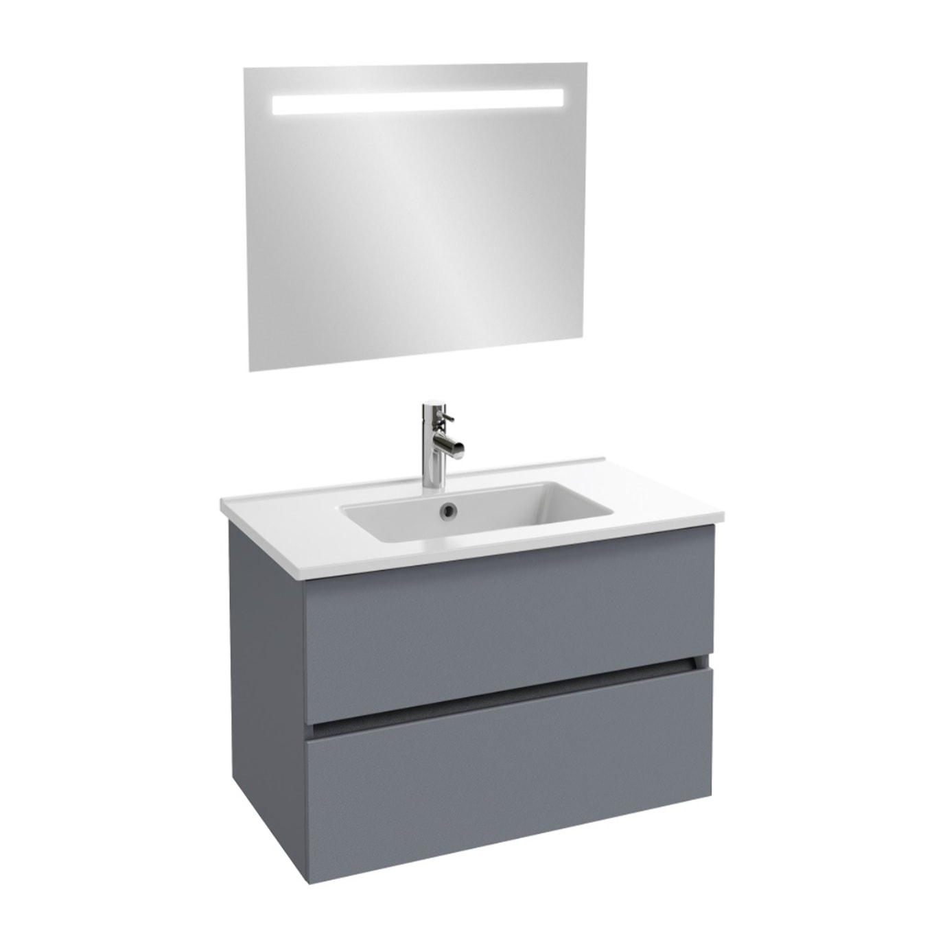 Meuble vasque Tolbiac gris anthracite + miroir led