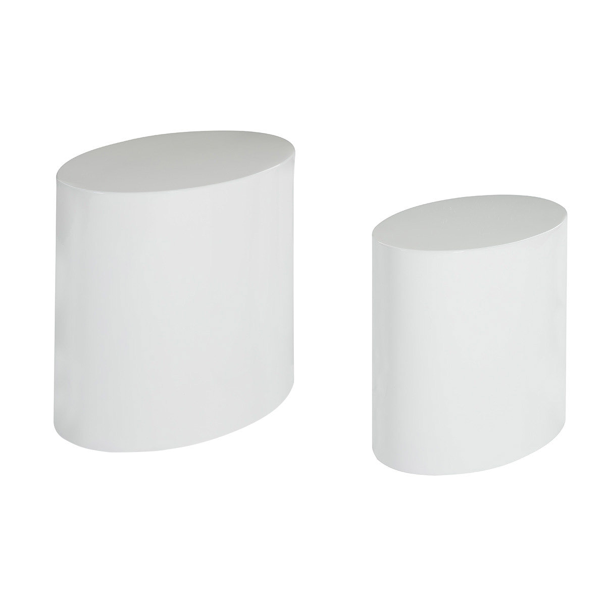 Tables basses gigognes ovales design finition blanc laqué brillant (lot de 2) FAMOSA