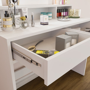 Toeletta Tavolino Da Trucco Tavolo Con 9 Luci LED Con Luminosità Regolabile Specchio 2 Cassetti 3 Vani A Giorno Postazione Make Up 40 x 100 x 145 Cm