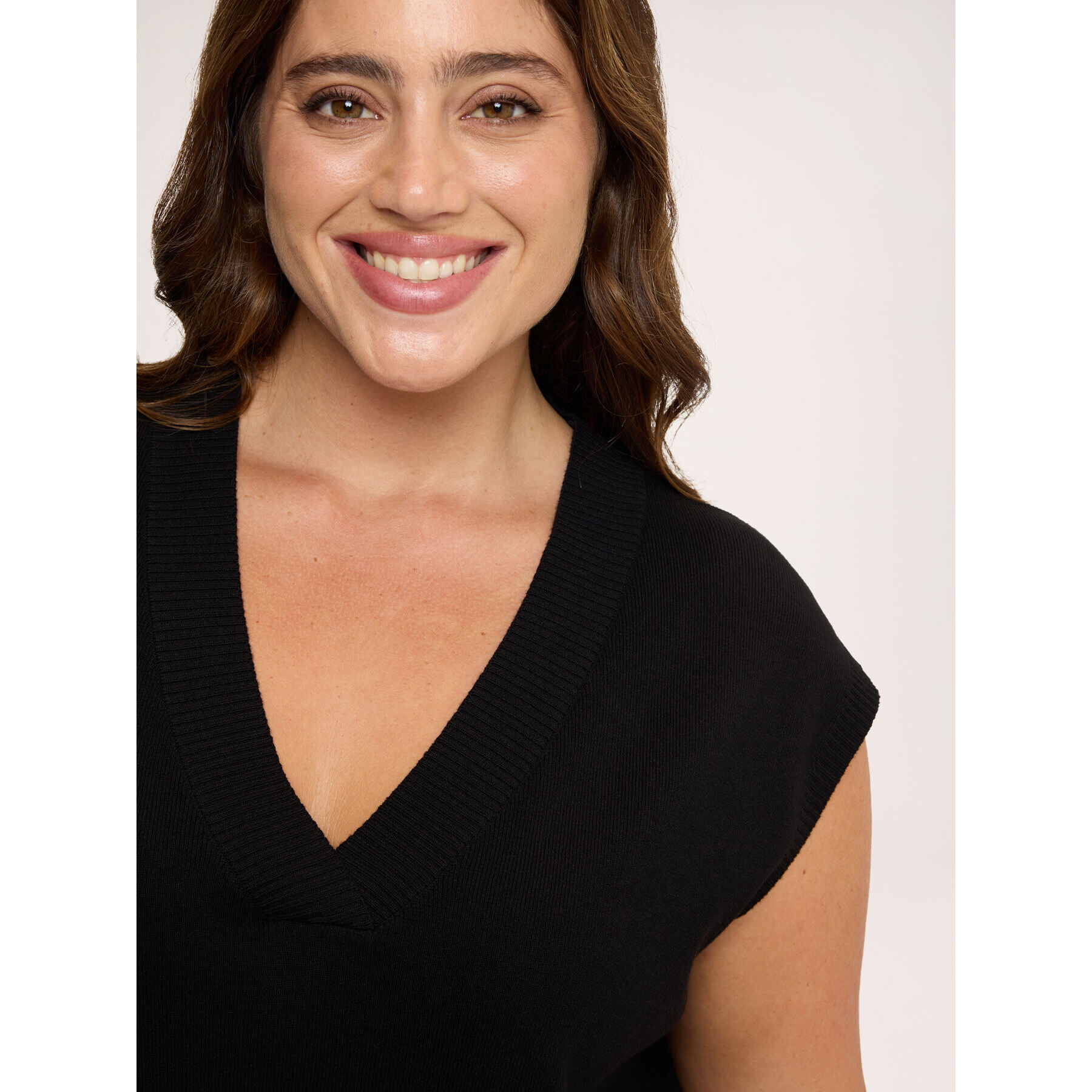 Fiorella Rubino - Chaleco de punto fino con escote en V - Negro