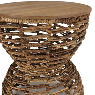 ALIDA - Tabouret ajouré assise en bois de teck recyclé