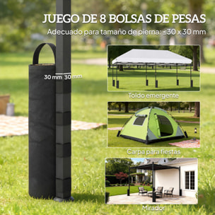 Pack 8 Pesos para Carpas, Bolsas de Pesos Pesas de Piernas para Cenador, Pabellón, Gazebo, de Tela Oxford 600D, Bolsas de Arena para Exteriores, sin Arena, Negro