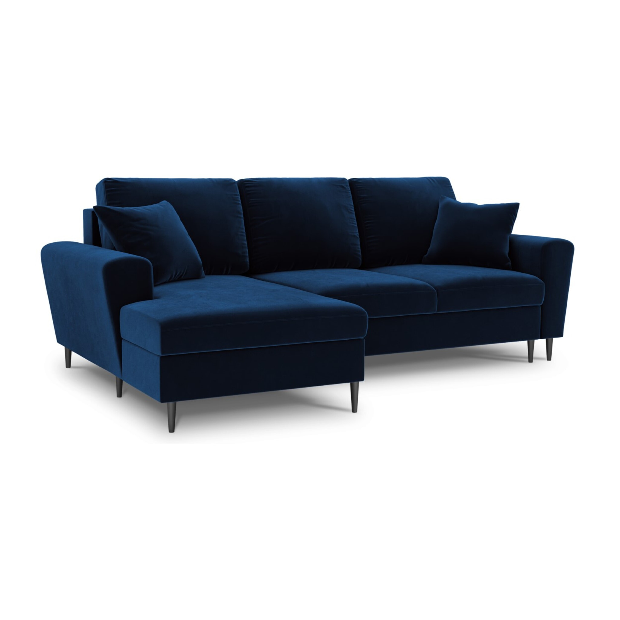 Canapé d'angle gauche convertible avec coffre de rangement "Kyoto" 4 places en velours bleu roi