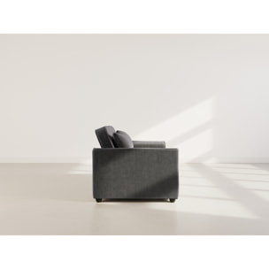 Ernest - Canapé droit 2 places convertible en velours côtelé - Gris