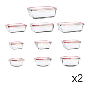 Lot de 20 boîtes hermétiques en verre CLEMENTINE