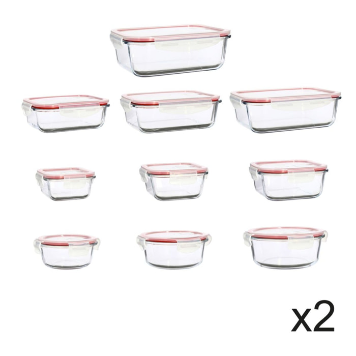 Lot de 20 boîtes hermétiques en verre CLEMENTINE