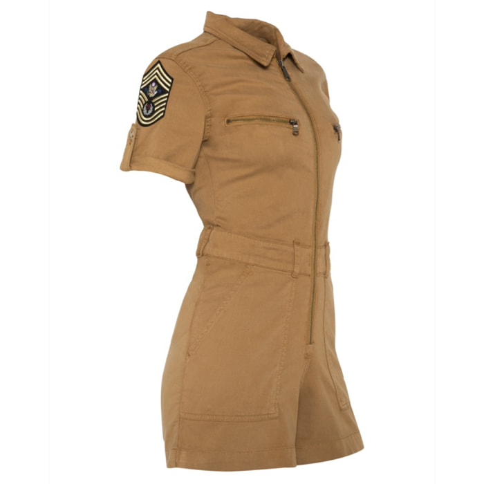 TRSWIFTW SHORT JUMPSUIT WITH MILITARY BADGES IN TENCEL 63% COTTON 18% TENCEL 15% POLYESTER 4% ELASTANE Cachi