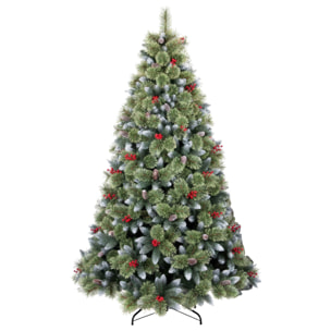 Cortina - Albero di Natale Innevato in PVC e PP con Pigne e Bacche Ø83x150H, 572 Punte