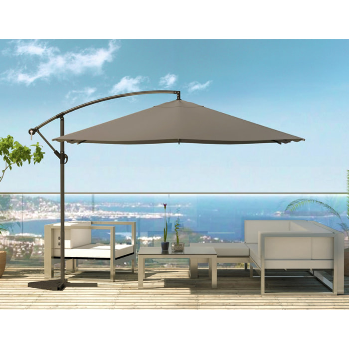 Parasol LED déporté carré 3x3m gris DAVAGNA
