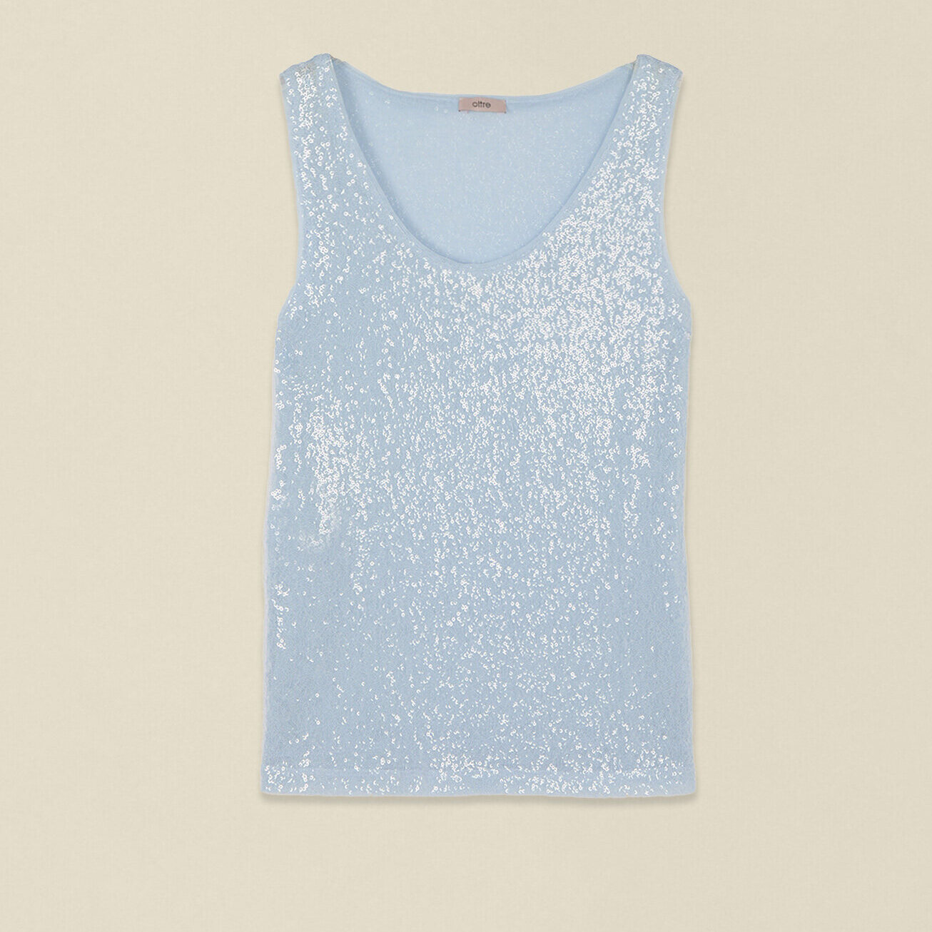 Oltre - Top in tulle e paillettes - Azzurro