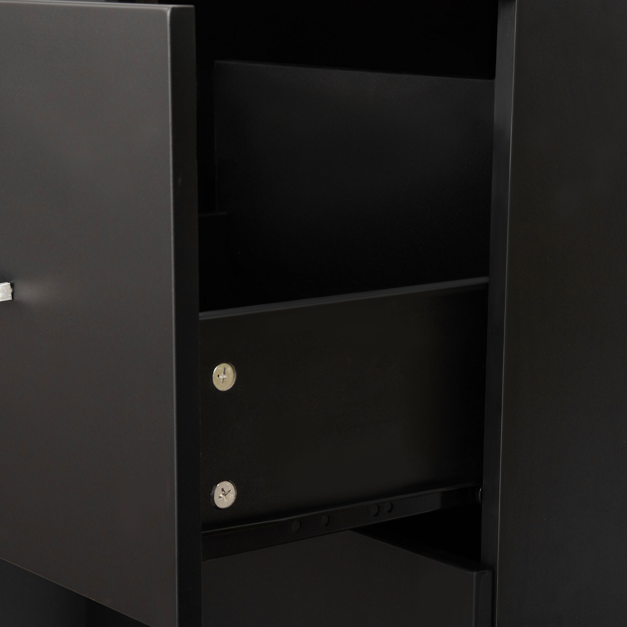 Cajonera de Oficina Mueble Auxiliar para Archivos con 2 Cajones Cerradura de 2 Llaves 5 Ruedas para Tamaño Carta A4 para Estudio Despacho Dormitorio 43x45x72 cm Negro