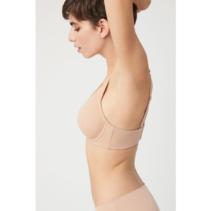 Reggiseno imbottito con ferretto beige, coppe C e D