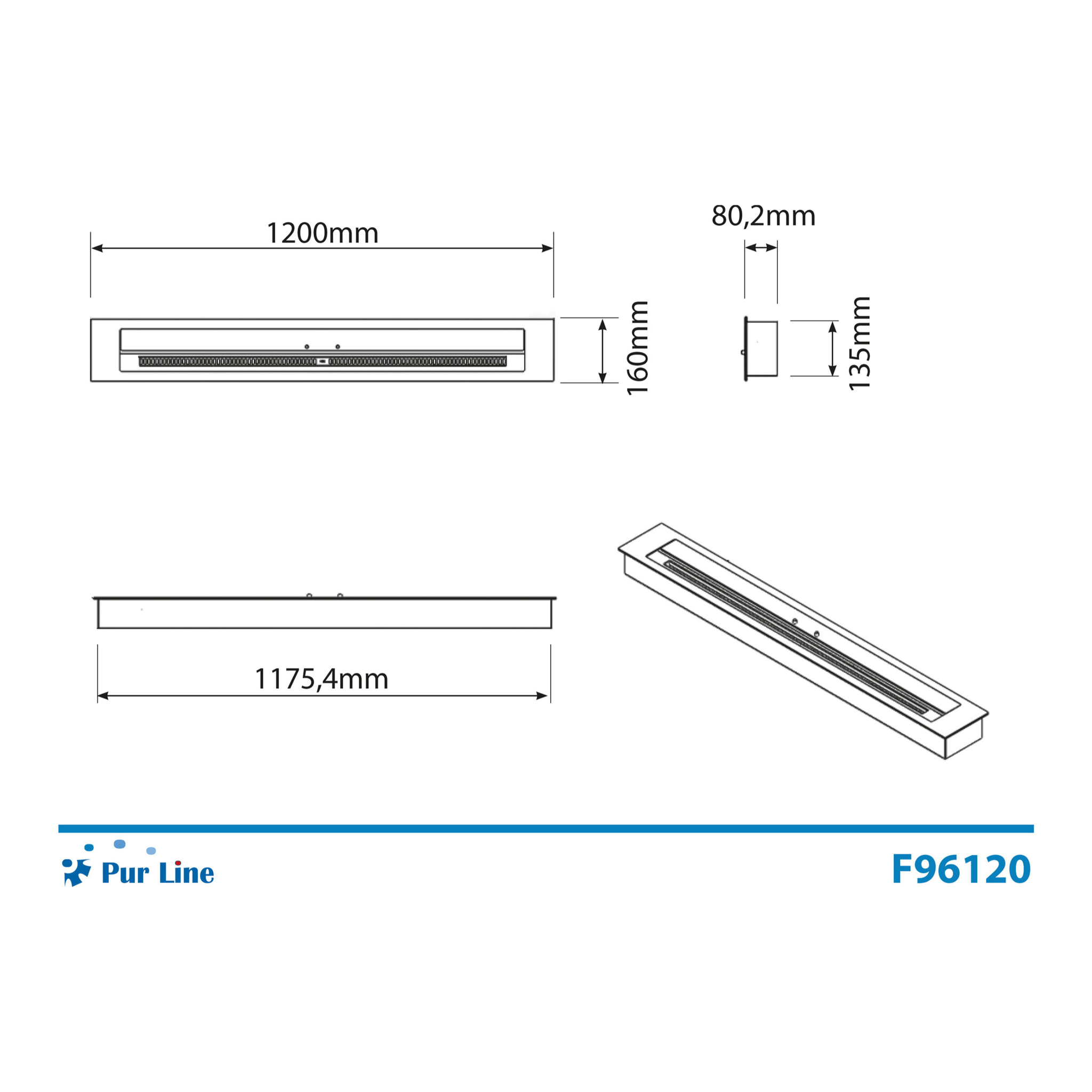 Bloque de combustión tamaño grande con fibra cerámica y regulador de llama F96120 PURLINE 6000 W