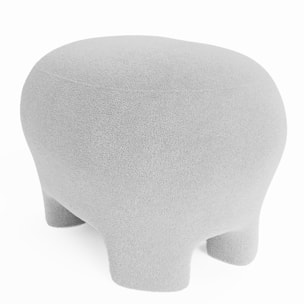 Ninon – Pouf repose-pieds tapissé en bouclette blanche