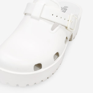 Zuecos de goma blancos con plataforma