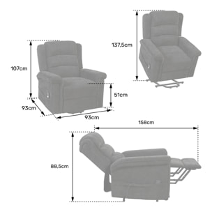 Fauteuil électrique inclinable BERNIE gris
