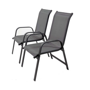 Fauteuil jardin Alu/Textilène "Porto" - Phoenix - Gris clair - Lot de 2