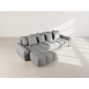 Adelaide - canapé d'angle réversible 4 places en tissu texturé - Gris