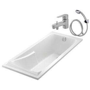 Baignoire Corvette + mitigeur bain douche + set douchette + vidage