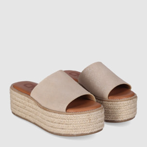 Sandalias de Serraje - Platino - Tacón: 6 cm