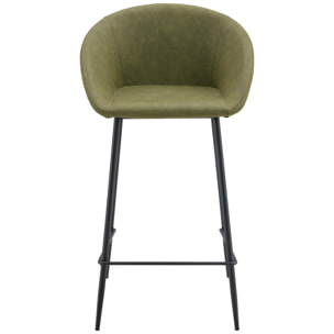 Lot de 2 tabourets de bar en simili vert ACHILLE