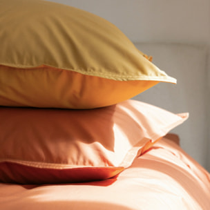 Como - Drap housse terracotta en percale de coton - 140x190cm.