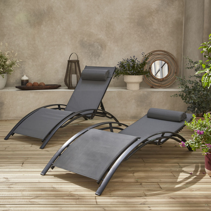 Bain de soleil aluminium multi positions (lot de 2) LOUISA