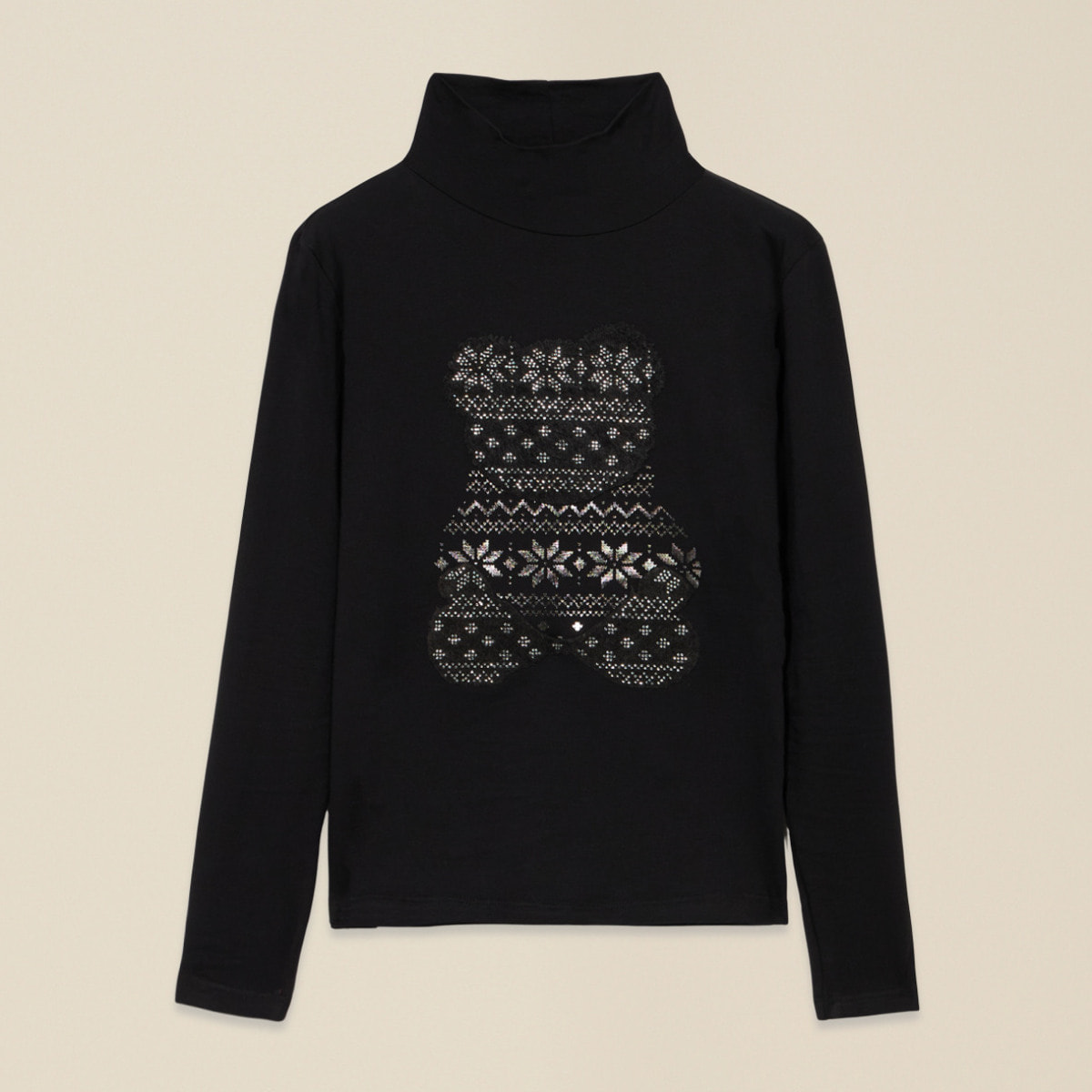 Oltre - T-shirt lupetto con stampa - Nero