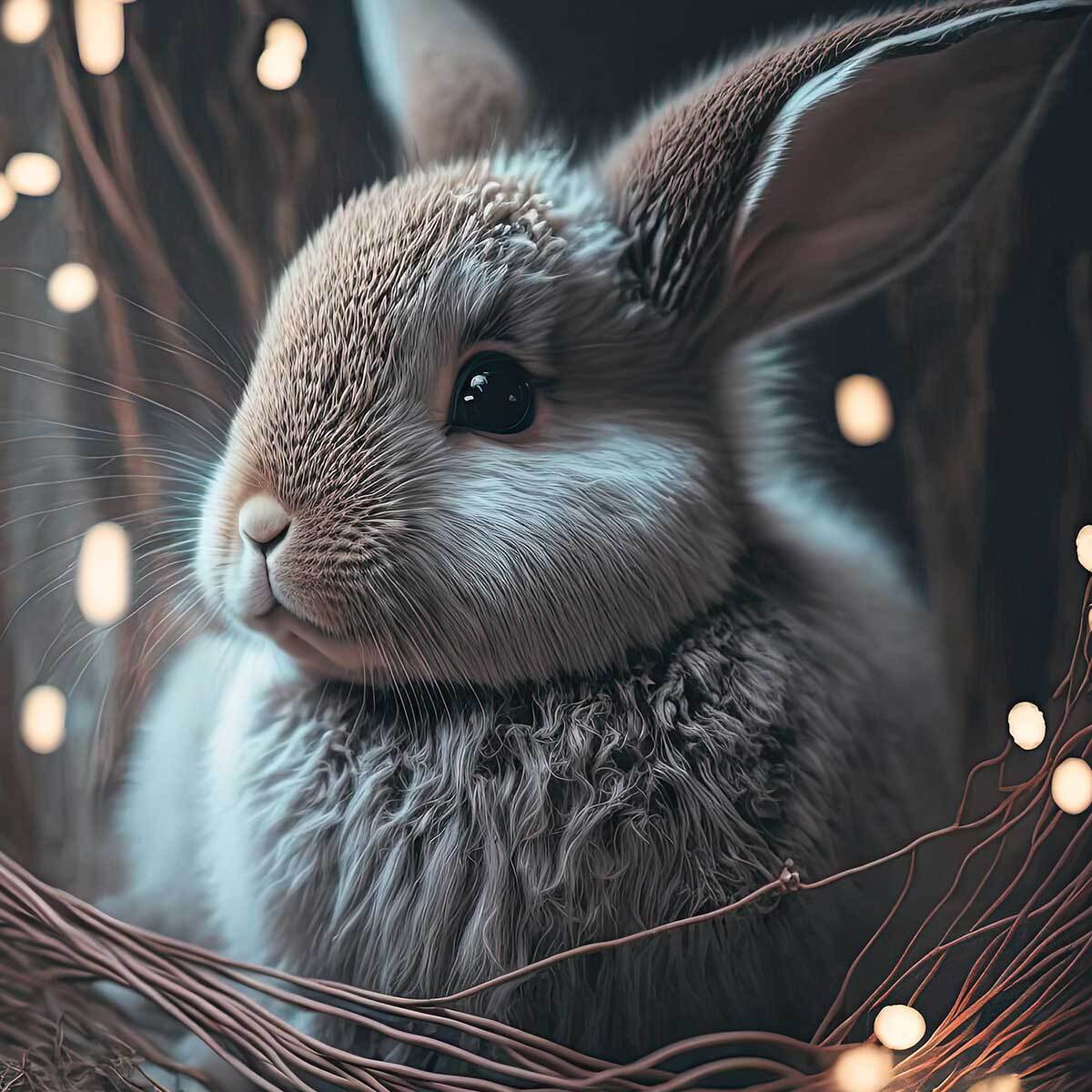 Affiche enfant lapin dans le nid  Affiche sous cadre bois