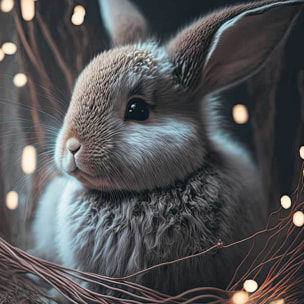 Affiche enfant lapin dans le nid  Affiche sous cadre bois