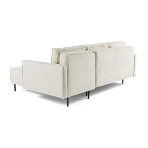 Charlie - canapé d'angle réversible 4 places - convertible avec coffre - en tissu velours relief - Ecru